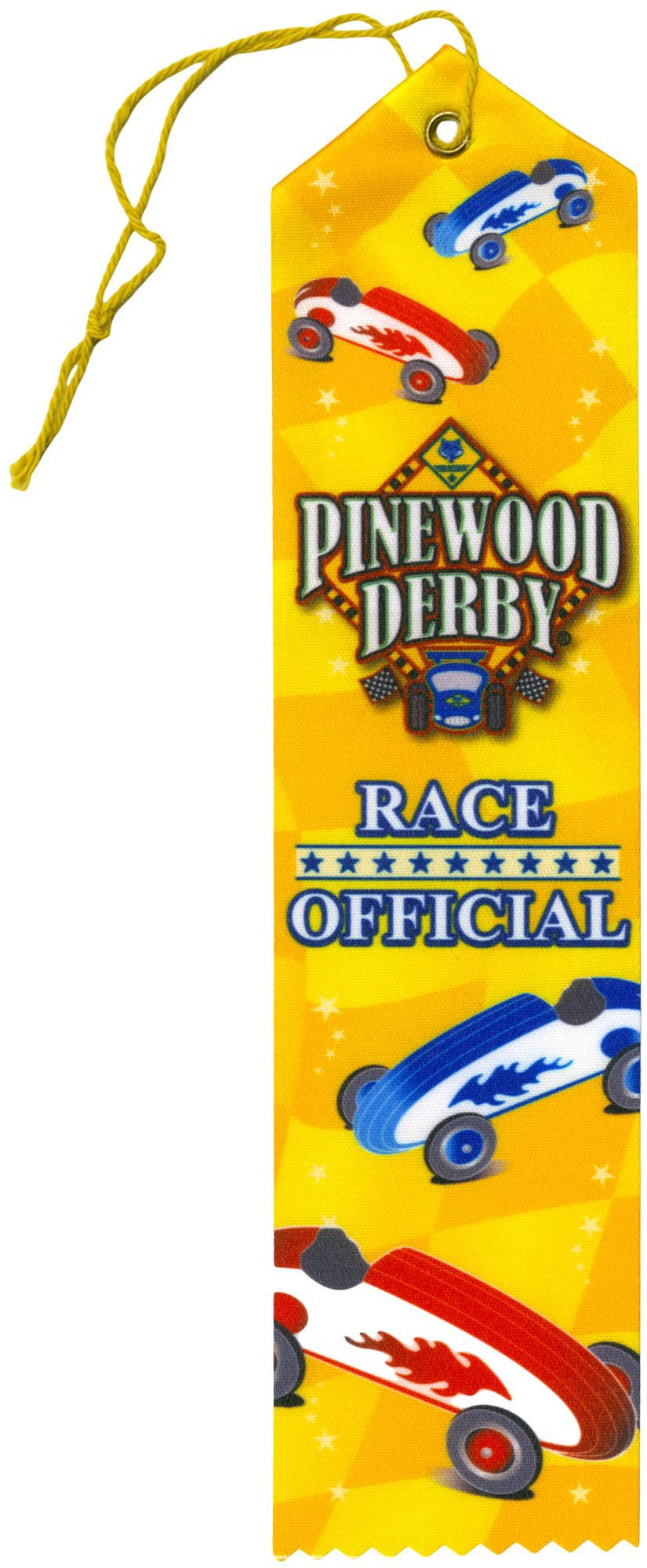 colorful pinewood racing medal red neck drape cub scout derby 