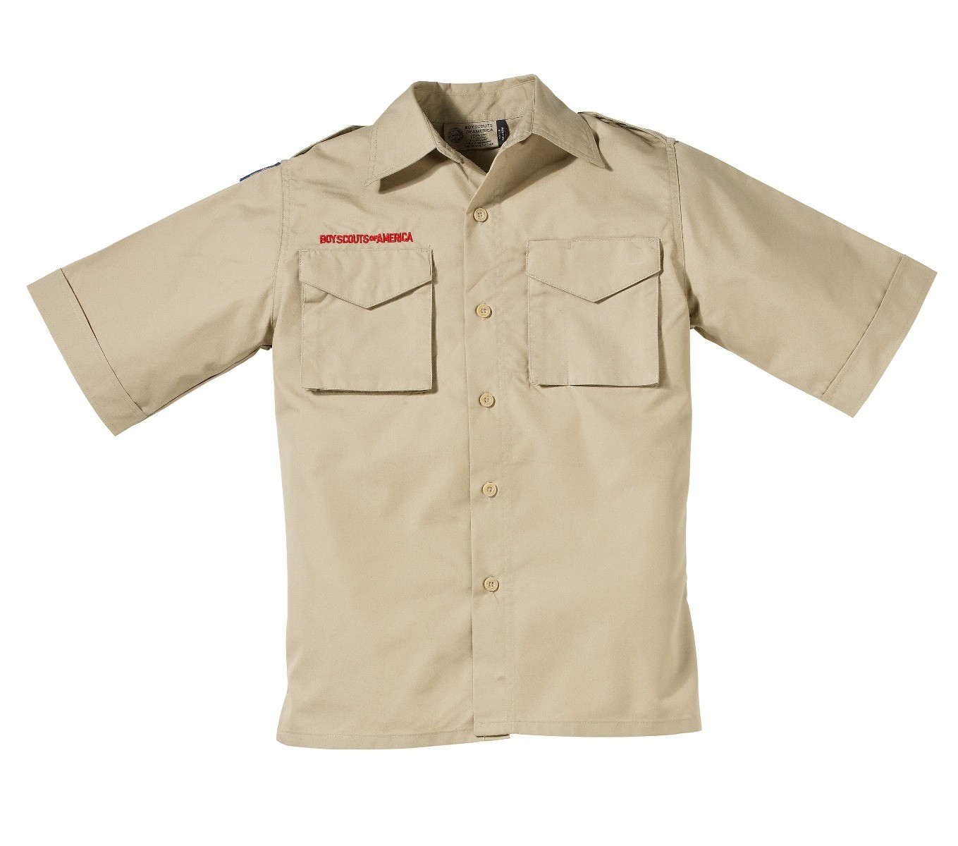 BSA Cub Scout Blue Uniform Shirt Youth Large SS 67%Cotton/33% Poly Poplin Shirt 